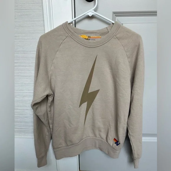 Aviator Nation Bolt Crewneck Sweatshirt; Sand/Mocha - XS - Picture 2 of 7
